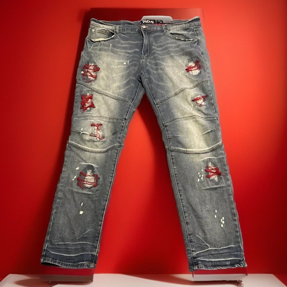 Preme Jeans Men Distressed 40x34 RN 149639 Streetwear Hip Hop Y2K